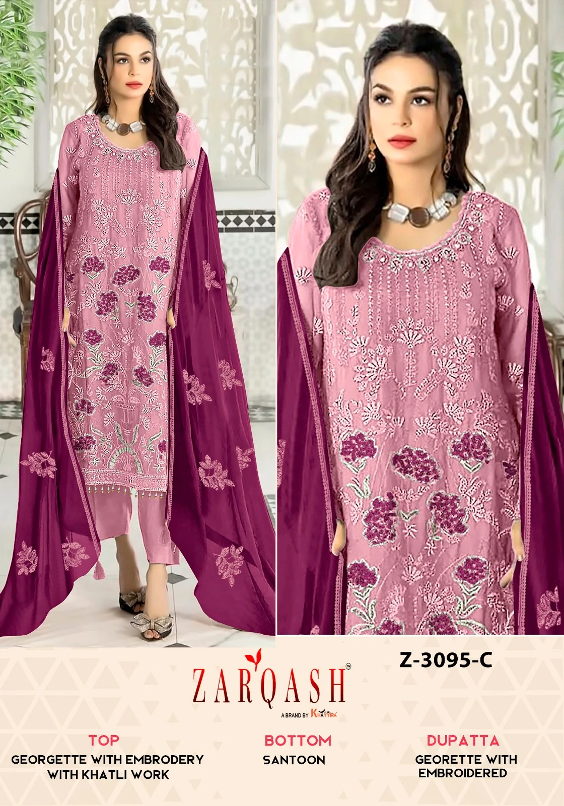 Zarqash Z 3095 Georgette Wholesale Pakistani Salwar Suit Catalog — Wholesale Pakistani Suits, MPA wholesale from Surat - Gallery Image 2